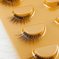 Großhandel 5 Paar Luxuriöse Natürliche Halbe Wimpern Schwarze Blisterverpackung Katzenaugen-Optik für Halbe Wimpernbänder Synthetisches Haar