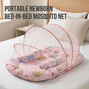 Matelas de couchage bionique portable pour nouveau-né, lit d'appoint, berceau pour bébé, moustiquaire anti-moustiques en polyester, design mignon - Product Image 2