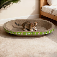 Bac à gratter ovale en carton ondulé pour chat, tapis à gratter et lit pour chat, jouet de repos et de grattage résistant à l'usure pour les griffes des chats
