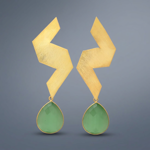 NOUVELLE ARRIVÉE Bijoux JAIPUR GEMS, Clous d'oreilles en acier inoxydable plaqué or, style vintage marocain, motif MONALISA vert, coupe Asscher, classiques, à crochet, style bohème - Product Image 2