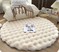 Faux lapin fourrure polaire ronde bulle tapis moelleux solide en peluche tapis de sol tapis pour chambre chevet salon canapé canapé
