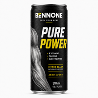 Boisson énergisante gazeuse faible en sucre en canette d'aluminium, boisson fonctionnelle, service d'étiquetage personnalisé, Halal, FSSC, ISO
