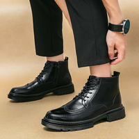 Chaussures en cuir imperméables grande taille pour hommes, vente en gros transfrontalière, nouvelle collection hiver 2026, bottines basses en cuir style brogue britannique
