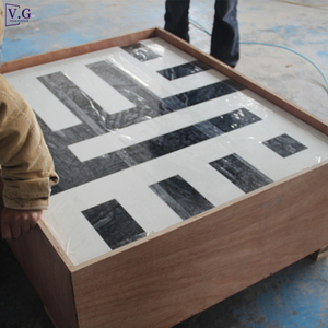 Set Personalizzato di Tavolino da Caffè e Mobile TV in Corian Bianco e Nero, Tavolino Quadrato - Product Image 6