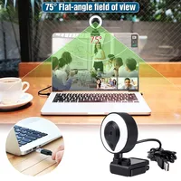 Webcam portable Full HD 1080P 2K 4K USB avec autofocus pour PC portable, diffusion en direct, microphone flexible avec lumière