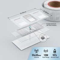 Étiquette RFID médicale IP65 55x30mm UHF H10 longue portée 10M imprimable adhésive pour suivi des actifs hospitaliers et de soins de santé en rouleau