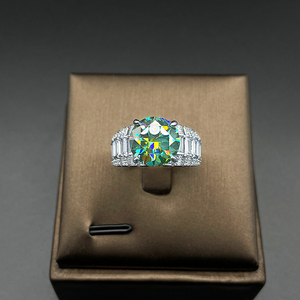 Luxury Premium S925 Sterling <strong>Silver</strong> Big Vvs D Color 5 Carats pink <strong>Emerald</strong> Moissanite <strong>Ring</strong> for Women Wedding Band - Product Image 4