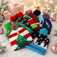 Chapeau de Noël à LED clignotantes, bonnet tricoté chaud coloré avec bonhomme de neige, cadeau de Noël, décorations de fête du Nouvel An