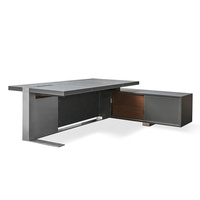 Bureau de direction en forme de L en bois noir moderne pour bureau de direction
