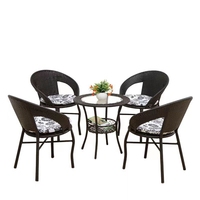 Table à manger en fer forgé de haute qualité, éclairage de jardin, ensemble de Table et de chaises rondes et rustiques pour l'extérieur