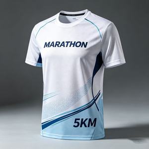 Camisetas personalizadas de poliéster 100% de secado rápido para maratón, eventos deportivos, publicidad, estampado por transferencia térmica, tejido sólido, en blanco. - Product Image 1