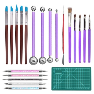 AK 21PCs Venta caliente Fondant Gumpaste <span class=keywords><strong>Flor</strong></span> y hojas Kit de herramientas de modelado con juego de pinceles embalado en bolsa OPP - Product Image 1