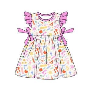 Preventa MOQ 5, Ropa de Regreso a Clases para Niñas con Estampado de Moños de Apple, Algodón Orgánico Suave, Precio de Fábrica al por Mayor para Boutiques Infantiles - Product Image 3