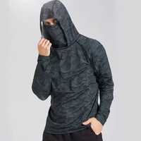 Camiseta de Pesca con Protección Solar UPF50+ para Hombre, Manga Larga, Secado Rápido, Transpirable, con Capucha y Máscara, Talla Grande para Adultos