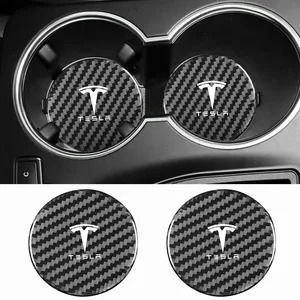 Posavasos con patrón <span class=keywords><strong>de</strong></span> fibra <span class=keywords><strong>de</strong></span> carbono para coche, alfombrilla antideslizante para taza <span class=keywords><strong>de</strong></span> agua, antisuciedad para <span class=keywords><strong>Tesla</strong></span> Model 3 X Y Style MODEL S <span class=keywords><strong>ROADSTER</strong></span> - Product Image 3