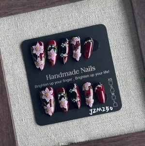 <span class=keywords><strong>Faux</strong></span> ongles à presser faits main, style classique chinois, peints à la main, motif fleur de thé <span class=keywords><strong>blanc</strong></span> <span class=keywords><strong>jasmin</strong></span>, élégants et raffinés - Product Image 6