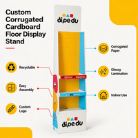 Support d'affichage au sol en carton ondulé personnalisé pour les magasins de détail, étagère POS, présentoir de produits en papier PDQ avec impression