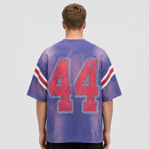 T-shirt court vintage streetwear personnalisé, imprimé graphique délavé, ourlet vieilli, coupe ample, étiquette personnalisée, marque privée, pour homme - Product Image 2