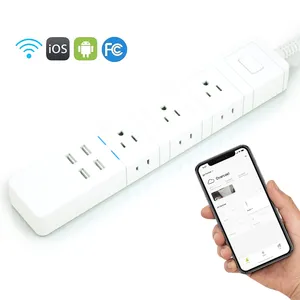 Alexa Tuya Google US Power Strip Surge Protector With 6 Outlets 4 USB Ports Smart Ac Plugs For Smart Home