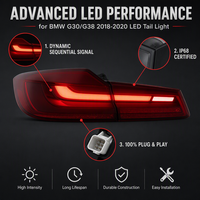Feux arrière modifiés à lentille rouge pour voiture, expédition directe d'usine NAFU pour BMW G30 G38 2018-2020, durée de vie LED de 50 000 heures