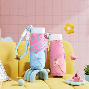 Parapluie de poche compact léger à ouverture manuelle, anti-UV, en tissu pongé imperméable, pliable en 5 sections, avec logo - Product Image 2