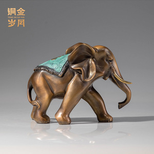 Copper Art Workshop Brass <b>Elephant</b> Ornament Feng Shui Desk Decor Office <b>Gift</b> Single Piece - Product Image 3