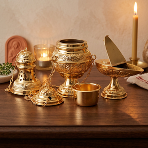 Incensario de Latón Dorado para Iglesia, Utensilio Religioso, Quemador de Incienso Aromático, para Iglesia, Año Nuevo - Product Image 3