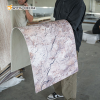 Placage de carrelage en argile modifiée 3D Faux revêtement mural souple pliable pour intérieur Panneaux muraux en pierre flexible artificielle en travertin
