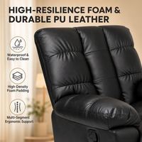 Fauteuil inclinable manuel en cuir PU confortable, fauteuil inclinable à 3 positions réglables pour salon, chambre à coucher