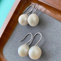 Boucles d'oreilles clous en argent 925 avec perles de culture d'eau douce de 12 mm, style bohème, serti circulaire creux, tendance, simple, cadeau
