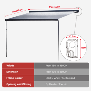 Auvent cassette complet Awnlux W5500, auvent électrique pour camping-car en PVC imperméable, cadre en aluminium, motorisé, plusieurs tailles, auvent rétractable - Product Image 3
