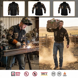 Camicie Ignifughe Mimetica Personalizzate <span class=keywords><strong>da</strong></span> Uomo, Comode per <span class=keywords><strong>Lavoro</strong></span> Industriale e Edilizia, <span class=keywords><strong>Abbigliamento</strong></span> di Sicurezza Ignifugo - Product Image 6