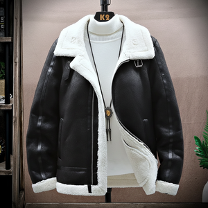 แจ็กเก็ตหนังขนหนาปกคอตั้งสไตล์สตรีทเสื้อโค้ทลำลองแนวธุรกิจและขี่รถจักรยานยนต์เสื้อโค้ทแนวสตรีท - Product Image 1