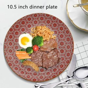 <span class=keywords><strong>Service</strong></span> de <span class=keywords><strong>vaisselle</strong></span> en porcelaine <span class=keywords><strong>rouge</strong></span> 10.5 "bon marché en vrac pour restaurant assiettes à dîner avec impression PAD - Product Image 2