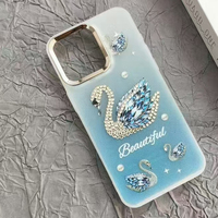Coque de téléphone cygne diamants dessin animé mignon pour iPhone 17 Promax /Xiaomi Redmi 15/Spark Go2/Samsung A03S