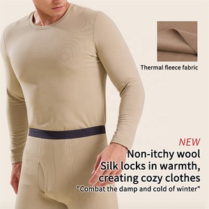 Set di Intimo Termico Invernale da <span class=keywords><strong>Uomo</strong></span> in Seta di Gelso e <span class=keywords><strong>Lana</strong></span>, Taglie Grandi L-3XL, Morbido e Caldo, Fornitore Aiermei - Product Image 2