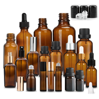 Bouteilles en Verre Personnalisées de Luxe 50 ml, 30 ml, 10 ml pour Sérum Premium, Huile Essentielle Ambrée Bleue, Soins Capillaires avec Vaporisateur et Compte-gouttes