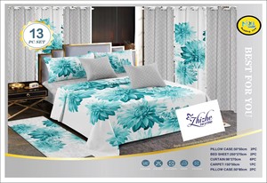 Set di fogli in microfibra 13 pezzi stile africano con tappetino abbinato include <span class=keywords><strong>tenda</strong></span> e mantovane - Product Image 2