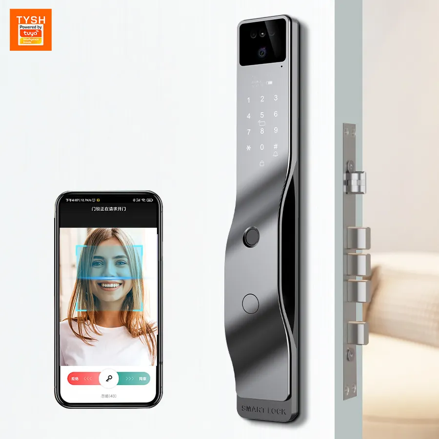 TUYA APP Digital Fingerprint Tuya Smart Door Lock Face Recognition Lock with Camera Electric Digital Biometric Door Smart Lock
