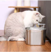 Fontaine à eau pour animaux de compagnie en acier inoxydable, distributeur d'eau automatique, filtre à eau pour chat en acier 304, 2,2 L