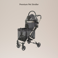Poussette pliable transfrontalière en alliage d'aluminium à double étage grande capacité pour plusieurs chats et chiens, détachable