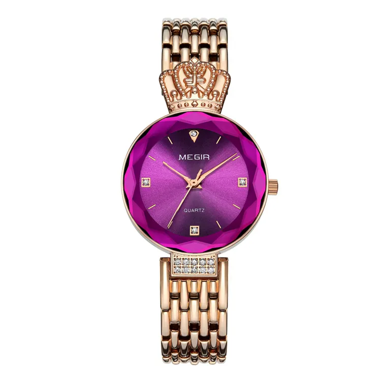 MEGIR 럭셔리 비즈니스 시계 여자 간단한 손목 시계 브랜드 구리 드레스 시계 레이디 시계 Relogio Femininos 로즈 골드