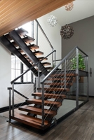 CBMmart Escalier à cordes Design minimaliste Marches antidérapantes en bois massif Marchepieds en verre Escaliers droits