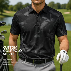Camiseta de Polo de Golf Personalizada con Camuflaje Negro para Hombre, Diseño de Puntos, Secado Rápido, Elástica, Fabricante de Ropa de Golf OEM ODM de Marca Privada - Product Image 1