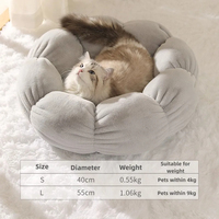 Lit pour animaux de compagnie en peluche douce, rond, fleur, lit pour chat mignon, matelas pour animaux de compagnie, nid de sommeil pour chiot, grotte