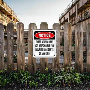 โปรดทราบ ห้ามเข้าโดยต้องรับความเสี่ยงด้วยตนเอง ไม่รับผิดชอบต่อการบาดเจ็บหรืออุบัติเหตุ ป้ายเตือนความปลอดภัย ป้ายเตือนความปลอดภัย - Product Image 6