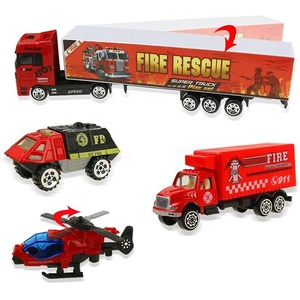 Camiones de Bomberos de Juguete 2 en 1 de Metal Fundido con Ruedas Libres, Vehículo de Rescate, Set de Coches para Niños, Mini Camiones de Bomberos y Ambulancias de Juguete - Product Image 2
