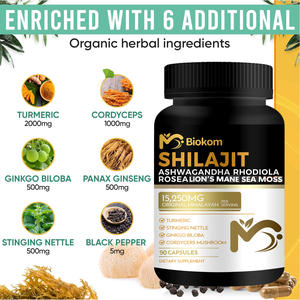 Cápsula de jengibre <span class=keywords><strong>Ashwagandha</strong></span> De Semilla Negra de musgo marino OEM ODM de Biokom, cápsulas de extracto de Shilajit de alta calidad, suplemento de etiqueta privada - Product Image 3