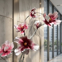 Décoration de vitrine de centre commercial en EVA personnalisée, magnolia géant, fleurs artificielles, vente en gros d'usine