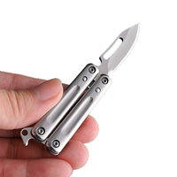 Mini couteau d'entraînement papillon en acier inoxydable avec poignée en bois, couteau à fruits tranchant - Portable et livraison express